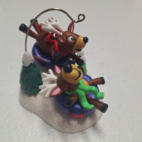 Hallmark Ornament Reindeer Tubing Fun Christmas Tree Decor Winter Snow - Picture 3 of 7